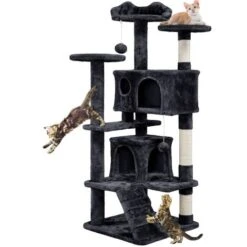 Yaheetech Tiragraffi Per Gatti Albero Tira Graffi Graffiatoio Sisal Naturale Giocattolo Giochi Gatto Elegante Con 2 Palle Antiribaltamento Nero