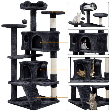 Yaheetech Tiragraffi Per Gatti Albero Tira Graffi Graffiatoio Sisal Naturale Giocattolo Giochi Gatto Elegante Con 2 Palle Antiribaltamento Nero 6 Yaheetech Tiragraffi Per Gatti Albero Tira Graffi Graffiatoio Sisal Naturale Giocattolo Giochi Gatto Elegante Con 2 Palle Antiribaltamento Nero - immagine 4