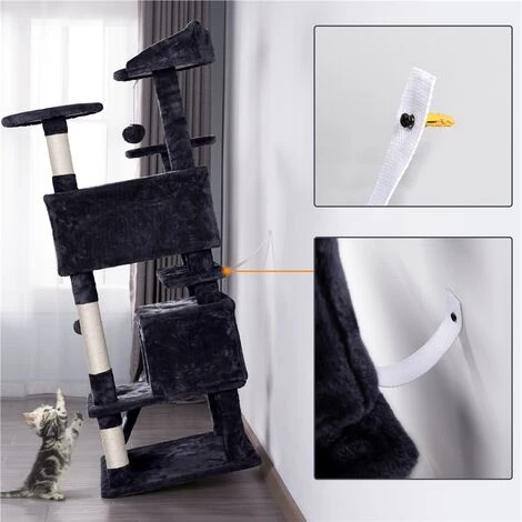 Yaheetech Tiragraffi Per Gatti Albero Tira Graffi Graffiatoio Sisal Naturale Giocattolo Giochi Gatto Elegante Con 2 Palle Antiribaltamento Nero 7 Yaheetech Tiragraffi Per Gatti Albero Tira Graffi Graffiatoio Sisal Naturale Giocattolo Giochi Gatto Elegante Con 2 Palle Antiribaltamento Nero - immagine 5