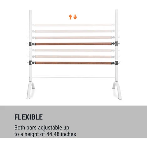 Klarfit Barre Anna Sbarra Da Danza Doppia, 110 X 113 Cm, 2 X 38mm Ø Bianco 5 Klarfit Barre Anna Sbarra Da Danza Doppia, 110 X 113 Cm, 2 X 38mm Ø Bianco - immagine 3