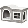 Pawhut Casetta Per Gatti Da Interno Con 2 Entrate E Finestra, Cuscino E Base Antiscivolo, 63.5x37x40cm - Bianco/Grigio 1 Pawhut Casetta Per Gatti Da Interno Con 2 Entrate E Finestra, Cuscino E Base Antiscivolo, 63.5x37x40cm - Bianco/Grigio -Cibi per gatti Italia 48378287 1