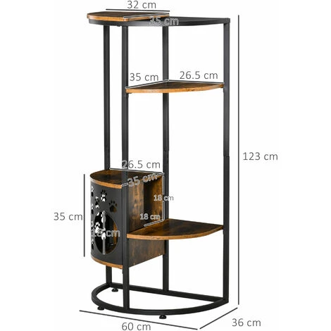 PawHut Palestra Per Gatti Multilivello Con Cuccia, Albero Per Gatti Adulti E Gattini Con Ripiani - Marrone 5 PawHut Palestra Per Gatti Multilivello Con Cuccia, Albero Per Gatti Adulti E Gattini Con Ripiani - Marrone - immagine 3