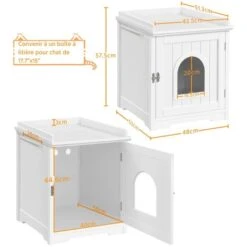 Yaheetech Casetta Per Gatti Cuccia In Legno Mobiletto Lettiera Per Animali Multiuso Armadietto Legno Nido Per Gatti Cani 48 X 53 X 57,5 Cm Bianco -Cibi per gatti Italia 48889957 3