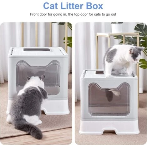 Lettiera Toilette Per Gatto Chiusa Cassetta Pieghevole Grande Con Cassetto, Adatto A Gatti Peso A 10kg 4 Lettiera Toilette Per Gatto Chiusa Cassetta Pieghevole Grande Con Cassetto, Adatto A Gatti Peso A 10kg - immagine 2