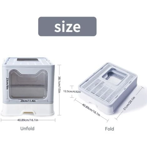 Lettiera Toilette Per Gatto Chiusa Cassetta Pieghevole Grande Con Cassetto, Adatto A Gatti Peso A 10kg 5 Lettiera Toilette Per Gatto Chiusa Cassetta Pieghevole Grande Con Cassetto, Adatto A Gatti Peso A 10kg - immagine 3
