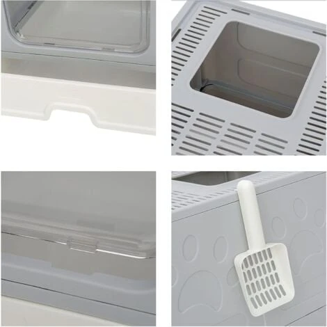 Lettiera Toilette Per Gatto Chiusa Cassetta Pieghevole Grande Con Cassetto, Adatto A Gatti Peso A 10kg 6 Lettiera Toilette Per Gatto Chiusa Cassetta Pieghevole Grande Con Cassetto, Adatto A Gatti Peso A 10kg - immagine 4