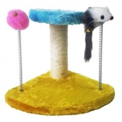 Trade Shop - Tiragraffi Gioco A Molle Pupazzo Topo Palla Base Triangolare Palestra Per Gatti