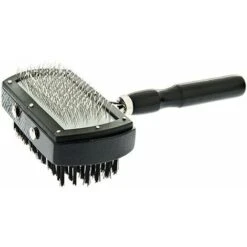 Ferribiella Cardatore Doppio Con Manico In Legno Per Cani E Gatti