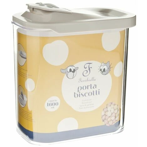 Ferribiella Porta Biscotti In Plastica Per Cani E Gatti: 1600 Ml - Tortora 4 Ferribiella Porta Biscotti In Plastica Per Cani E Gatti: 1600 Ml - Tortora - immagine 2