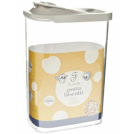 Ferribiella Porta Biscotti In Plastica Per Cani E Gatti: 1600 Ml - Tortora 6 Ferribiella Porta Biscotti In Plastica Per Cani E Gatti: 1600 Ml - Tortora - immagine 4