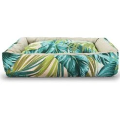 Record Cuccia In Cotone Con Fantasia Stampa Digitale Modello Tropical per Cani E Gatti : 40x35x12 Cm