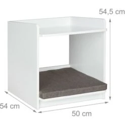 Relaxdays Tavolino Da Salotto Con Cuccia Per Gatti E Piccoli Cani, HLP: 54,5x50x54 Cm, Cuscino, Ripiano Basso, Bianco -Cibi per gatti Italia 51983738 4