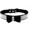Collare Per Cani Con Strass, Lucido, Morbido Camoscio, Per Cani E Gatti （taglia XS, Nero -Cibi per gatti Italia 52010711 1