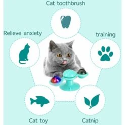 Giradischi Giocattolo Per Gatti Mulino A Vento Con Catnip E Palla LED Giocattolo Interattivo Per Massaggi Per Gatti Gattini -Cibi per gatti Italia 52010729 3