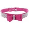 Collare Per Cani Con Strass, Lucido, Morbido Camoscio, Per Cani E Gatti (taglia XS, Fucsia) -Cibi per gatti Italia 52011025 1