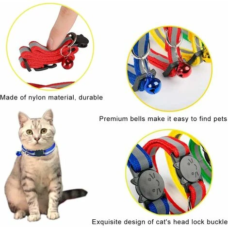 Collare Per Gatti LangRay, 6 Cuccioli Di Gattini Riflettenti Regolabili Anti Strangolamento Con Campanello E Fibbia Di Sicurezza, Per Cuccioli Di Gatto Di Taglia Piccola E Media 4 Collare Per Gatti LangRay, 6 Cuccioli Di Gattini Riflettenti Regolabili Anti Strangolamento Con Campanello E Fibbia Di Sicurezza, Per Cuccioli Di Gatto Di Taglia Piccola E Media - immagine 2