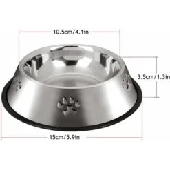 LangRay 2 Ciotole Per Cani In Acciaio Inossidabile Con Base In Gomma Antiscivolo, Piccola Ciotola Per Animali Domestici E Ciotola Per L'acqua (fondo: 15 Cm. Bocca Ciotola: 11 Cm) -Cibi per gatti Italia 52016319 5