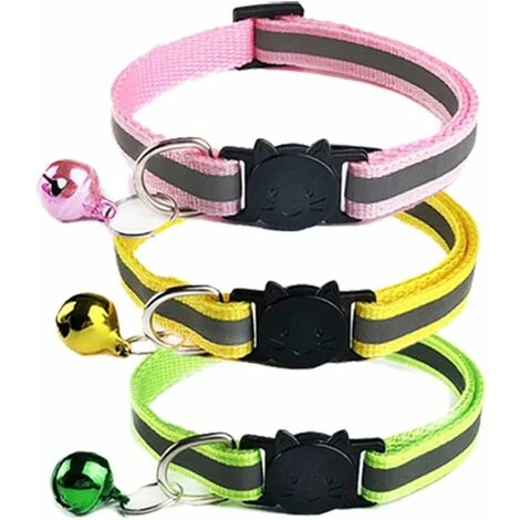 LangRay, Confezione Da 3 Collari Regolabili Per Gatti Con Fibbia Di Sicurezza A Sgancio Rapido Con Campanello (rosa, Verde E Giallo) 3 LangRay, Confezione Da 3 Collari Regolabili Per Gatti Con Fibbia Di Sicurezza A Sgancio Rapido Con Campanello (rosa, Verde E Giallo)