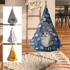 Letto Sospeso Per Amaca, Tenda Per Animali Da Compagnia, Motivo: Gatto(M, Blu) -Cibi per gatti Italia 52016665 2