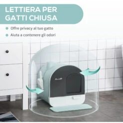 PawHut Lettiera Per Gatti Chiusa Con Filtri, Paletta E Vassoio Removibile, Struttura In PP, 43x44x47cm, Verde 11 PawHut Lettiera Per Gatti Chiusa Con Filtri, Paletta E Vassoio Removibile, Struttura In PP, 43x44x47cm, Verde -Cibi per gatti Italia 54558175 5