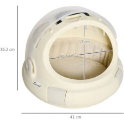 PawHut Trasportino Cuccia Per Gatti Rotondo Con Peluche Interno E Fermo, Φ41x35.2cm, Beige -Cibi per gatti Italia 55054638 3