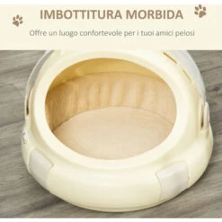 PawHut Trasportino Cuccia Per Gatti Rotondo Con Peluche Interno E Fermo, Φ41x35.2cm, Beige -Cibi per gatti Italia 55054638 4