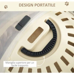 PawHut Trasportino Cuccia Per Gatti Rotondo Con Peluche Interno E Fermo, Φ41x35.2cm, Beige -Cibi per gatti Italia 55054638 5
