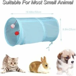 SOEKAVIA Tunnel Per Gatti, Pieghevole, Leggero, A 5 Vie, Con Pompon E Campanelle, Giocattolo Interattivo Per Gattini, Coniglietti, Cuccioli, Furetti, Porcellini D'India, Cielo Blu -Cibi per gatti Italia 55441315 3