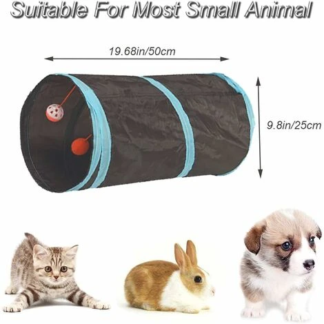 SOEKAVIA Tunnel Per Gatti, Pieghevole, Leggero, A 5 Vie, Con Pompon E Campanelle, Giocattolo Interattivo Per Gattini, Coniglietti, Cuccioli, Furetti, Porcellini D'India, Nero Scuro 5 SOEKAVIA Tunnel Per Gatti, Pieghevole, Leggero, A 5 Vie, Con Pompon E Campanelle, Giocattolo Interattivo Per Gattini, Coniglietti, Cuccioli, Furetti, Porcellini D'India, Nero Scuro - immagine 3