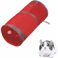 SOEKAVIA Tunnel Per Gatti, Pieghevole, Leggero, A 5 Vie, Con Pompon E Campanelle, Giocattolo Interattivo Per Gattini, Coniglietti, Cuccioli, Furetti, Porcellini D'India, Grande Rosso -Cibi per gatti Italia 55441337 2