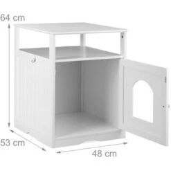 Relaxdays Mobile Da Lettiera, Cuccia Per Gatti, Mobiletto Con Ripiano, Anta Magnetica, Forato, HLP: 64x48x53 Cm, Bianco -Cibi per gatti Italia 57026591 4