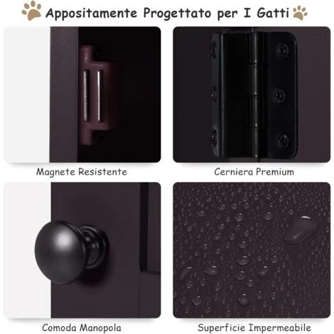 COSTWAY Mobile Per Lettiera Gatti In Legno A 2 Livelli, Casetta Per Gatti Con Dispositivo Antiribaltamento, Porta Apribile, Prese D’Aria E Foro D'Ingresso, 60 Cm X 53 Cm X 90 Cm 4 COSTWAY Mobile Per Lettiera Gatti In Legno A 2 Livelli, Casetta Per Gatti Con Dispositivo Antiribaltamento, Porta Apribile, Prese D’Aria E Foro D'Ingresso, 60 Cm X 53 Cm X 90 Cm - immagine 2