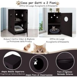 COSTWAY Mobile Per Lettiera Gatti In Legno A 2 Livelli, Casetta Per Gatti Con Dispositivo Antiribaltamento, Porta Apribile, Prese D’Aria E Foro D'Ingresso, 60 Cm X 53 Cm X 90 Cm 9 COSTWAY Mobile Per Lettiera Gatti In Legno A 2 Livelli, Casetta Per Gatti Con Dispositivo Antiribaltamento, Porta Apribile, Prese D’Aria E Foro D'Ingresso, 60 Cm X 53 Cm X 90 Cm -Cibi per gatti Italia 63681989 3