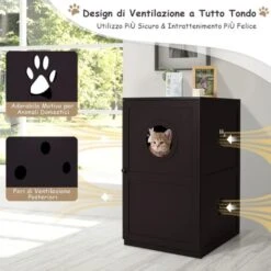 COSTWAY Mobile Per Lettiera Gatti In Legno A 2 Livelli, Casetta Per Gatti Con Dispositivo Antiribaltamento, Porta Apribile, Prese D’Aria E Foro D'Ingresso, 60 Cm X 53 Cm X 90 Cm 11 COSTWAY Mobile Per Lettiera Gatti In Legno A 2 Livelli, Casetta Per Gatti Con Dispositivo Antiribaltamento, Porta Apribile, Prese D’Aria E Foro D'Ingresso, 60 Cm X 53 Cm X 90 Cm -Cibi per gatti Italia 63681989 5
