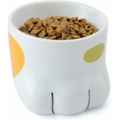 Ciotola Per Gatti Rialzata (1x150 Ml), Ciotola Per Gatti In Ceramica, Ciotola Per Cibo/acqua A Forma Di Zampa Ortopedica