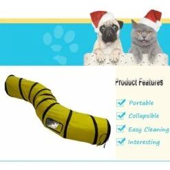 Labirinto Interattivo, Pieghevole E Leggero A 5 Tunnel In Tessuto Stropicciato Con Pon Pon E Campanelli Per Gatti, Conigli, Gattini, Cuccioli, Furetti O Porcellini D'India Giallo A Forma Di S -Cibi per gatti Italia 66558976 3