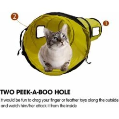 Labirinto Interattivo, Pieghevole E Leggero A 5 Tunnel In Tessuto Stropicciato Con Pon Pon E Campanelli Per Gatti, Conigli, Gattini, Cuccioli, Furetti O Porcellini D'India Giallo A Forma Di S -Cibi per gatti Italia 66558976 4