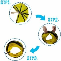 Labirinto Interattivo, Pieghevole E Leggero A 5 Tunnel In Tessuto Stropicciato Con Pon Pon E Campanelli Per Gatti, Conigli, Gattini, Cuccioli, Furetti O Porcellini D'India Giallo A Forma Di S -Cibi per gatti Italia 66558976 5
