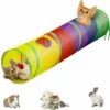 Labirinto Interattivo, Pieghevole E Leggero A 5 Tunnel In Tessuto Stropicciato Con Pon Pon E Campanelli Per Gatti, Conigli, Gattini, Cuccioli, Furetti O Porcellini D'India Rainbow Long Size