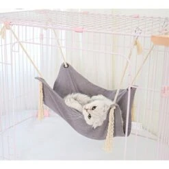 Amaca Per Gatti Gabbia Sospesa Altalena Nido Del Gattino Letto Appeso Letto Amaca Per Cani Di Piccola Taglia Criceto Furetto Pappagallo Porcellino D'India (47x47CM/18.5X18.5 Pollici, Grigio) -Cibi per gatti Italia 69717303 4
