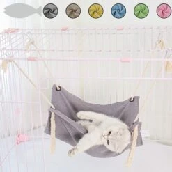 Amaca Per Gatti Gabbia Sospesa Altalena Nido Del Gattino Letto Appeso Letto Amaca Per Cani Di Piccola Taglia Criceto Furetto Pappagallo Porcellino D'India (47x47CM/18.5X18.5 Pollici, Grigio) -Cibi per gatti Italia 69717303 5