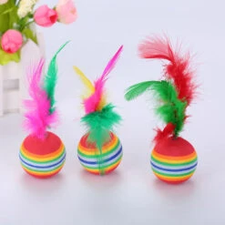 MINKUROW Palle Di Gatto 4 Pezzi 3.5 Cm Palla Gatto Giocattolo Di Schiuma Palla Di Piume Giocattoli Palle Di Gatto Interattive Palline Di Gatto Di Schiuma Color Arcobaleno -Cibi per gatti Italia 69787291 3
