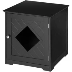 PawHut Lettiera Per Gatti Con Porta Magnetica E Piano D'appoggio, In MDF E Truciolato, 48.5x53x51.5 Cm, Nera