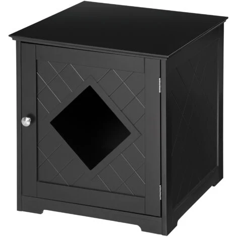 PawHut Lettiera Per Gatti Con Porta Magnetica E Piano D'appoggio, In MDF E Truciolato, 48.5x53x51.5 Cm, Nera 3 PawHut Lettiera Per Gatti Con Porta Magnetica E Piano D'appoggio, In MDF E Truciolato, 48.5x53x51.5 Cm, Nera