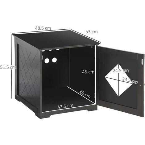 PawHut Lettiera Per Gatti Con Porta Magnetica E Piano D'appoggio, In MDF E Truciolato, 48.5x53x51.5 Cm, Nera 5 PawHut Lettiera Per Gatti Con Porta Magnetica E Piano D'appoggio, In MDF E Truciolato, 48.5x53x51.5 Cm, Nera - immagine 3