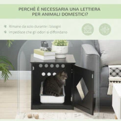 PawHut Lettiera Per Gatti Con Porta Magnetica E Piano D'appoggio, In MDF E Truciolato, 48.5x53x51.5 Cm, Nera 11 PawHut Lettiera Per Gatti Con Porta Magnetica E Piano D'appoggio, In MDF E Truciolato, 48.5x53x51.5 Cm, Nera -Cibi per gatti Italia 70299215 5