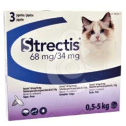 CEVA Antiparasitic Pipettes Strectis Cat 0-5 Kg, Fipronilo 68 Mg/ (S) Metaprene 34 Mg, Box 3 Pipettes