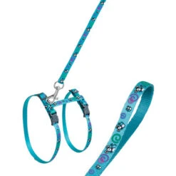 Karlie K Art Sportv Turquoise Arnés Cat Con Ratónes 30cm 10mm Correa 110 Cm