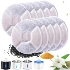 Filtro Per Fontana D'acqua Per Gatti, 10 Pezzi Filtri Per Fontana D'acqua Di Ricambio Rotondi Filtro Per Fontana Per Cani/gatti Con Carbone Attivo