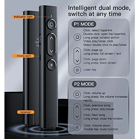 Puntatore Laser Puntatore Wireless Presentazione Clicker Telecomando Con Laser Ricarica USB Laser Multifunzione Powerpoint Puntatore Laser Potente 5 Puntatore Laser Puntatore Wireless Presentazione Clicker Telecomando Con Laser Ricarica USB Laser Multifunzione Powerpoint Puntatore Laser Potente - immagine 3